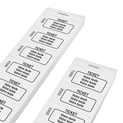 Carnet de tickets à personnaliser avec 3 lignes et numérotés - 1000 tickets