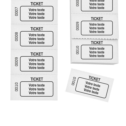 Carnet de tickets à personnaliser avec 3 lignes et numérotés - 1000 tickets