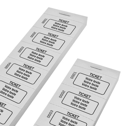 Carnet de tickets à personnaliser avec 3 lignes et numérotés - 1000 tickets