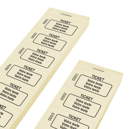 Carnet de tickets à personnaliser avec 3 lignes et numérotés - 1000 tickets