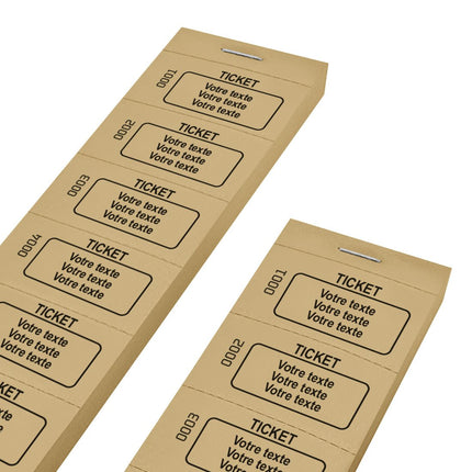Carnet de tickets à personnaliser avec 3 lignes et numérotés - 1000 tickets
