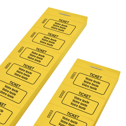 Carnet de tickets à personnaliser avec 3 lignes et numérotés - 1000 tickets