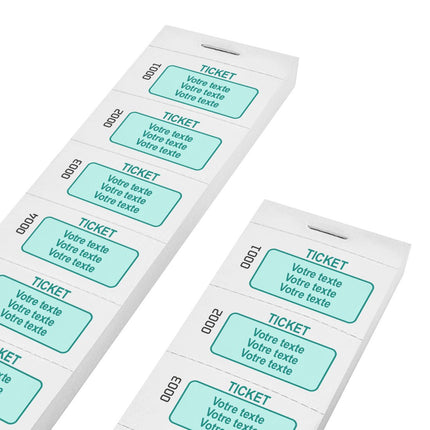 Carnet de tickets avec propre texte avec 3 lignes et numérotés - 1000 tickets