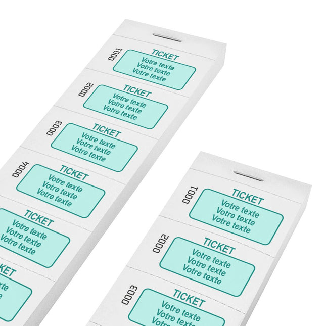 Carnet de tickets avec propre texte avec 3 lignes et numérotés - 1000 tickets