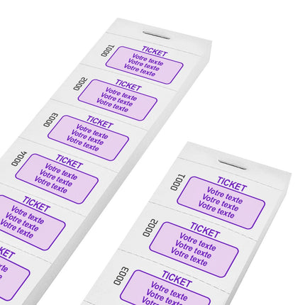 Carnet de tickets avec propre texte avec 3 lignes et numérotés - 1000 tickets