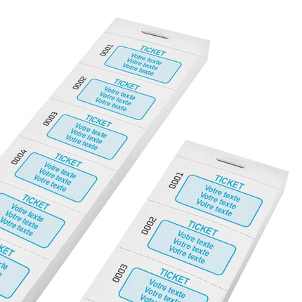 Carnet de tickets avec propre texte avec 3 lignes et numérotés - 1000 tickets