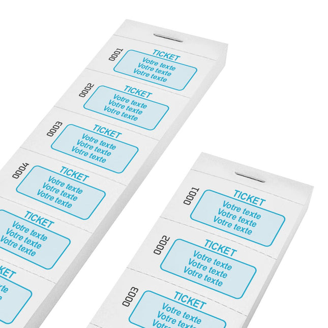 Carnet de tickets avec propre texte avec 3 lignes et numérotés - 1000 tickets