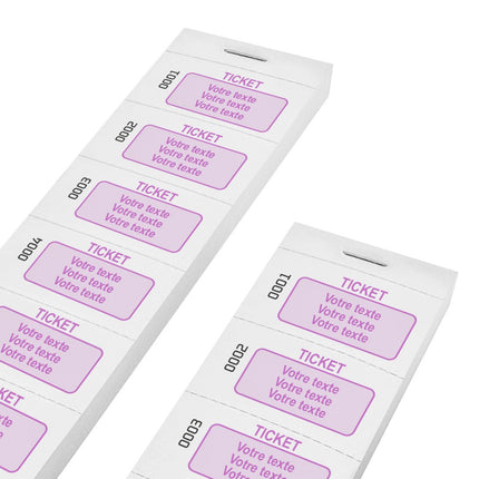 Carnet de tickets avec propre texte avec 3 lignes et numérotés - 1000 tickets