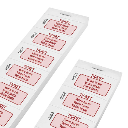 Carnet de tickets avec propre texte avec 3 lignes et numérotés - 1000 tickets