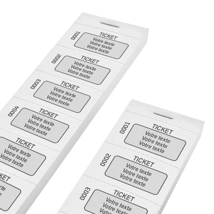 Carnet de tickets avec propre texte avec 3 lignes et numérotés - 1000 tickets