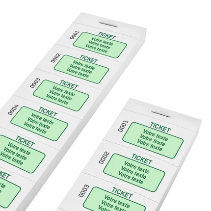 Carnet de tickets avec propre texte avec 3 lignes et numérotés - 1000 tickets