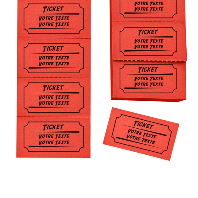 Carnet de tickets avec propre texte avec 2 lignes - 1000 tickets