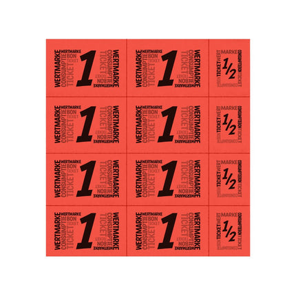 Carnet de tickets avec un et un demi-ticket - 10 consommations - 50 tickets