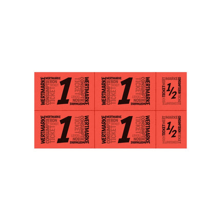 Carnet de tickets avec un et un demi-ticket - 5 consommations - 50 tickets