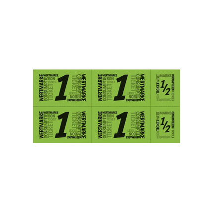 Carnet de tickets avec un et un demi-ticket - 5 consommations - 50 tickets