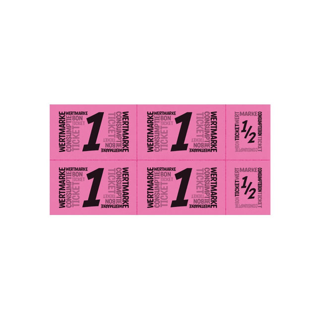 Carnet de tickets avec un et un demi-ticket - 5 consommations - 50 tickets