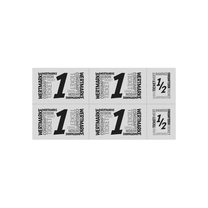 Carnet de tickets avec un et un demi-ticket - 5 consommations - 50 tickets