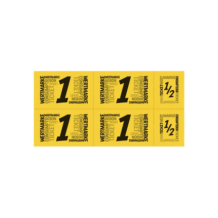 Carnet de tickets avec un et un demi-ticket - 5 consommations - 50 tickets