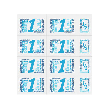 Carnet de tickets avec un et un demi-ticket en couleur - 10 consommations - 50 tickets