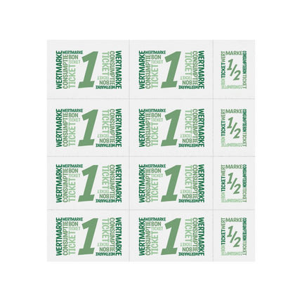 Carnet de tickets avec un et un demi-ticket en couleur - 10 consommations - 50 tickets