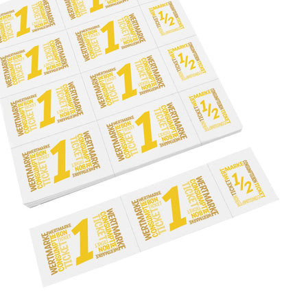 Carnet de tickets avec un et un demi-ticket en couleur - 10 consommations - 50 tickets