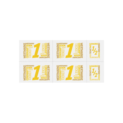 Carnet de tickets avec un et un demi-ticket en couleur - 5 consommations - 50 tickets