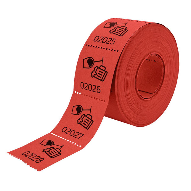 Ticket boisson sur rouleau 30 x 30 mm avec bière et vin - 500 tickets