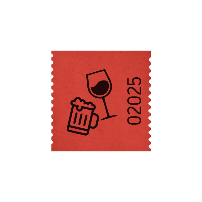 Ticket boisson sur rouleau 30 x 30 mm avec bière et vin - 500 tickets