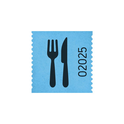 Ticket repas sur rouleau 30 x 30 mm avec couverts - 500 tickets