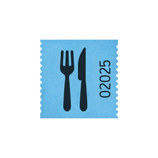 Ticket repas sur rouleau 30 x 30 mm avec couverts - 500 tickets