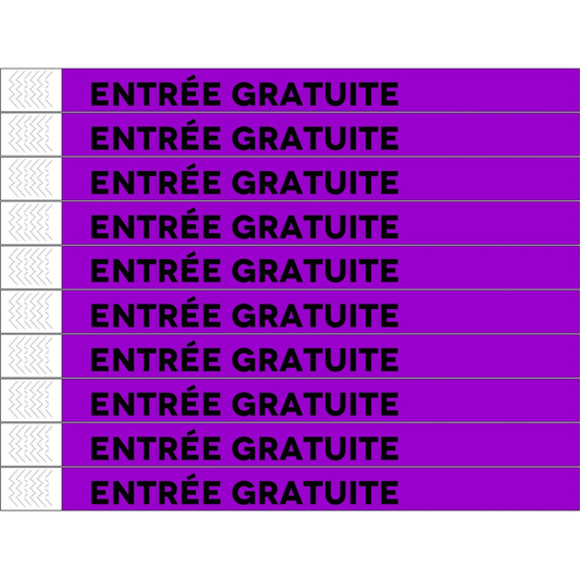 Bracelets Entrée gratuite Tyrex - 100 bracelets