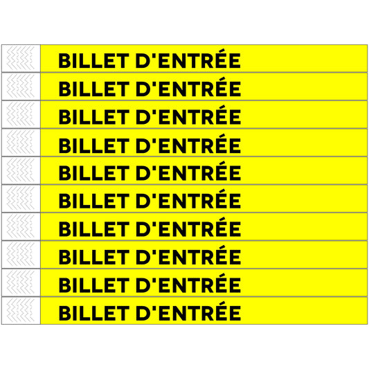 Bracelets Billet d'entrée Tyrex - 100 bracelets