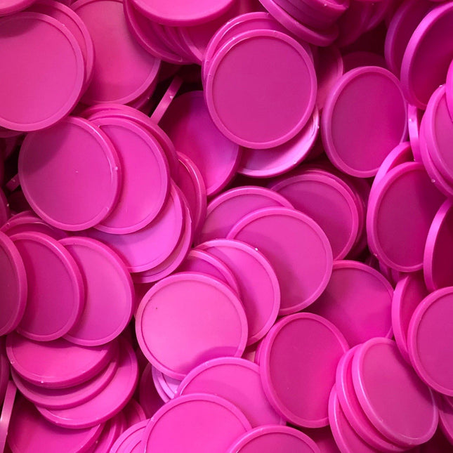 Jeton Rose fluo Ø29 mm - 100 pièces