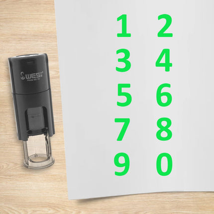 Kit de 10 tampons encreurs chiffres - Ø10 mm