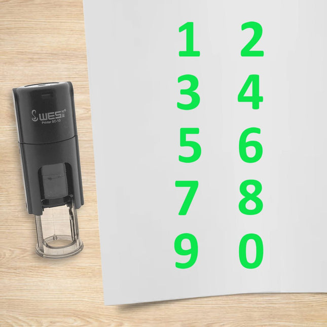 Kit de 10 tampons encreurs chiffres - Ø10 mm