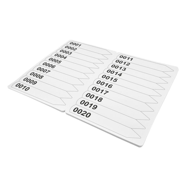 Étiquettes à piquer numérotées - 120 x 20 mm - 100 étiquettes