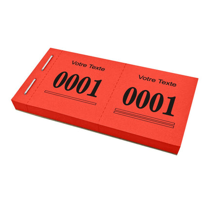 Carnet de tickets vestiaire numérotés avec propre texte - 1000 tickets