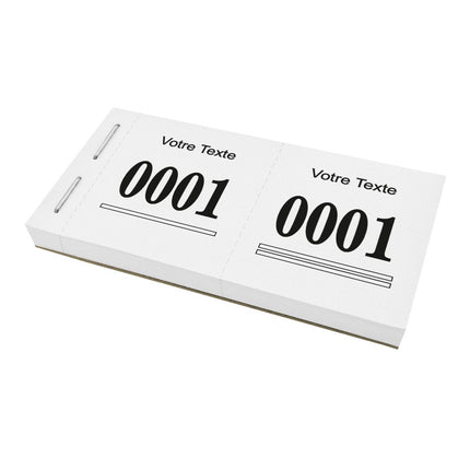 Carnet de tickets vestiaire numérotés avec propre texte - 1000 tickets