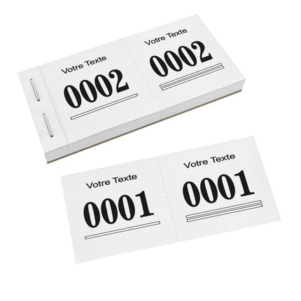 Carnet de tickets vestiaire numérotés avec propre texte - 1000 tickets
