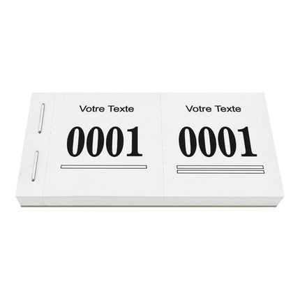 Carnet de tickets vestiaire numérotés avec propre texte - 1000 tickets