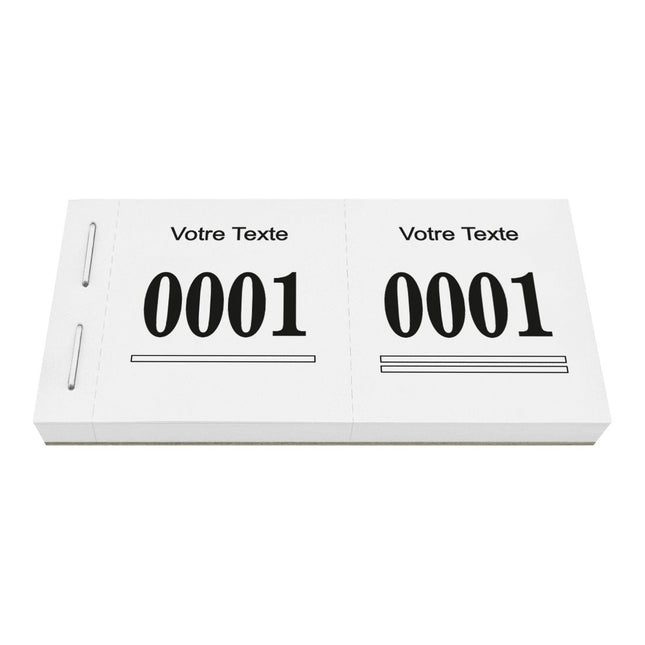 Carnet de tickets vestiaire numérotés avec propre texte - 1000 tickets