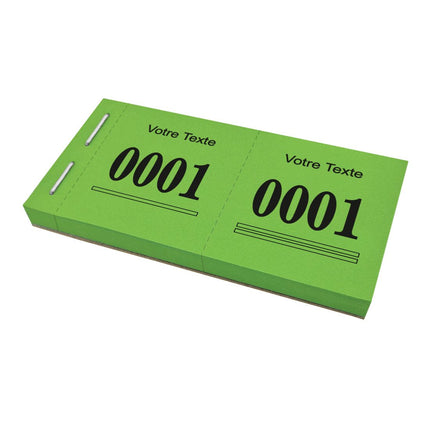 Carnet de tickets vestiaire numérotés avec propre texte - 1000 tickets