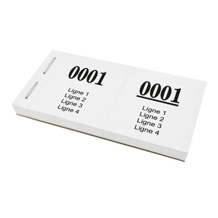 Carnet de tickets vestiaire avec 4 lignes de texte à personnaliser - 1000 tickets