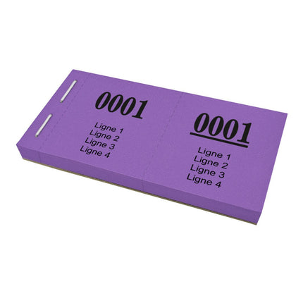 Carnet de tickets vestiaire avec 4 lignes de texte à personnaliser - 1000 tickets