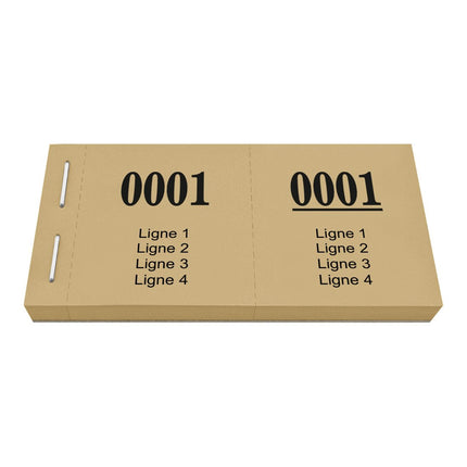 Bloc vendeur avec 4 lignes de texte à personnaliser - 1000 tickets