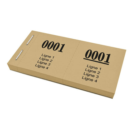 Carnet de tickets vestiaire avec 4 lignes de texte à personnaliser - 1000 tickets