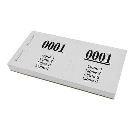Carnet de tickets vestiaire avec 4 lignes de texte à personnaliser - 1000 tickets