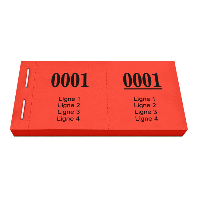 Bloc vendeur avec 4 lignes de texte à personnaliser - 1000 tickets