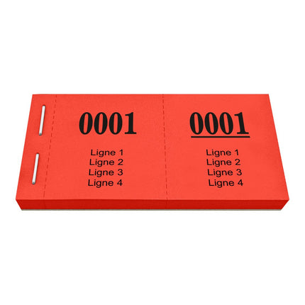 Carnet de tickets vestiaire avec 4 lignes de texte à personnaliser - 1000 tickets