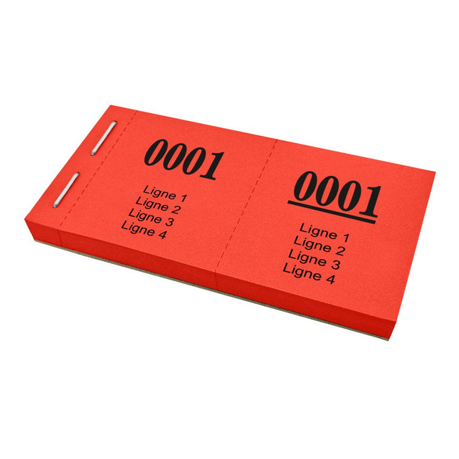 Carnet de tickets vestiaire avec 4 lignes de texte à personnaliser - 1000 tickets